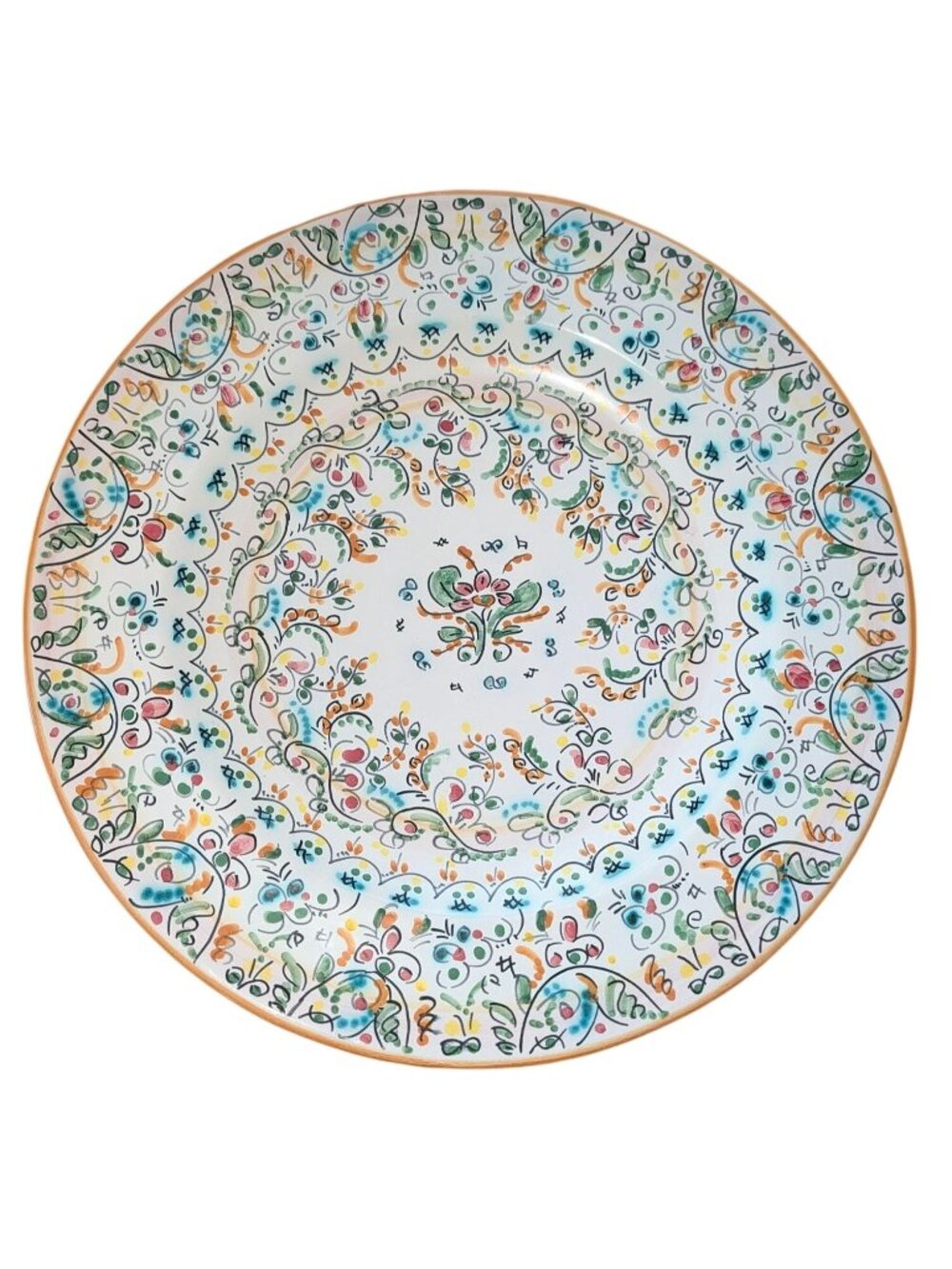 Made in Spain Cruz Hand-Painted Floral Ceramic Serving Plate 12" Diameter